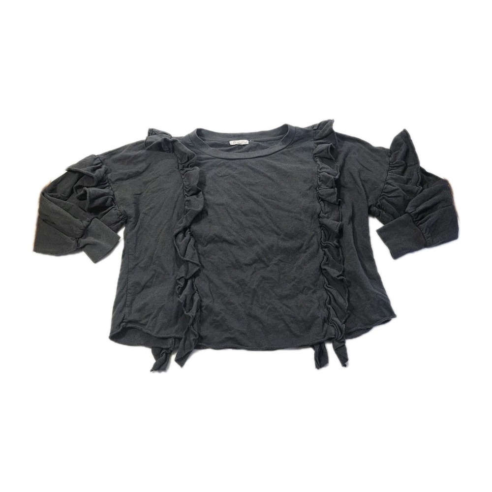 On The‎ Road Anica Long Sleeved Women's Size XS Ruffled Gray Top Y2K Modern